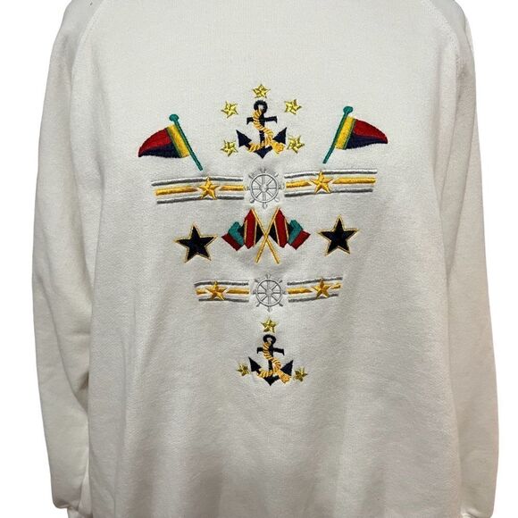 Vintage Active Exchange Sz Large Nautical Long Sleeve Turtleneck Sweatshirt - Picture 3 of 9